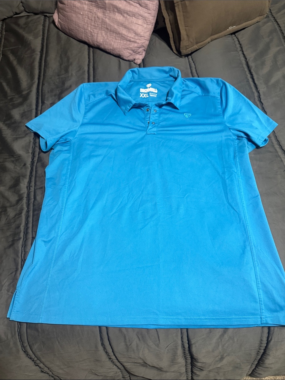 XXL Blue Short-Sleeve Golf Polo with Subtle Logo